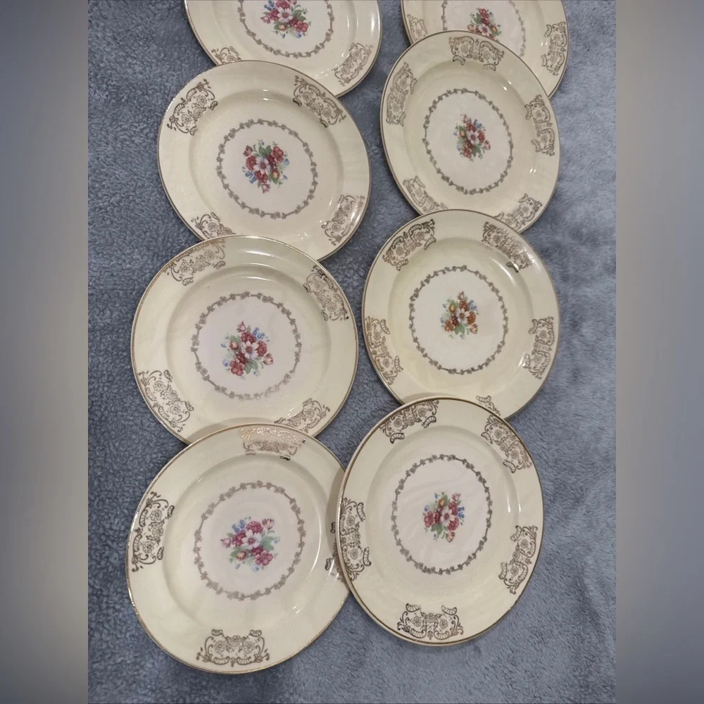 City Pottery set of 12 Vintage serving plates (22K gold trim design)Dinnerware